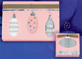 Pretty in Pink Retro Ornament Card and Gift Tag
