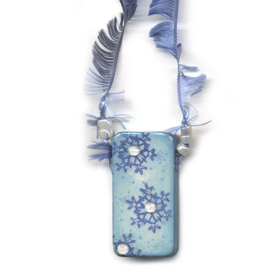 Snowflakes Holiday Domino Necklace or Ornament