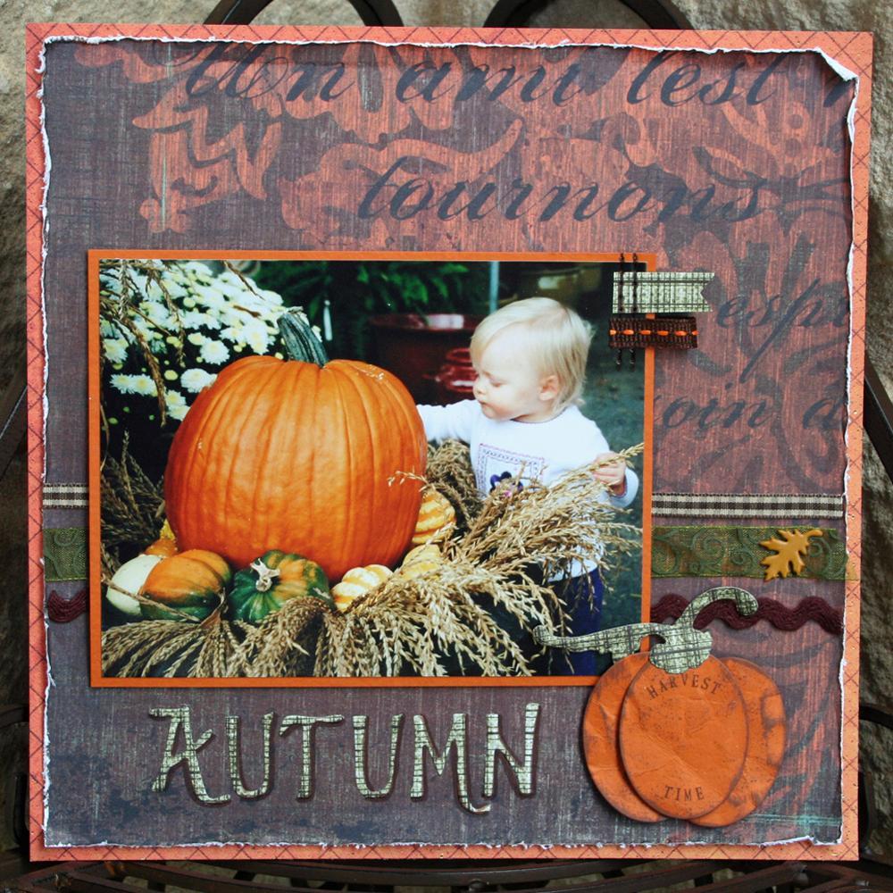Scrapbook autumn layout Autumn Pumpkins Scrapbook Layout | FaveCrafts.com