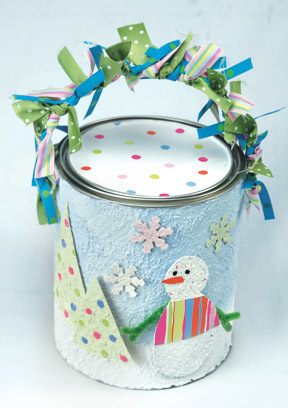 Snowman Paint Can Gift Box