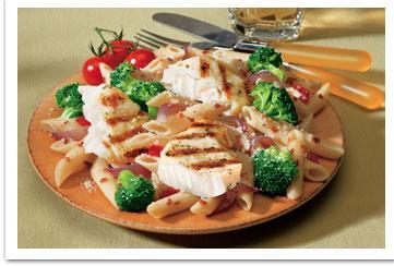 Grilled Tilapia Fillets with Broccoli and Penne