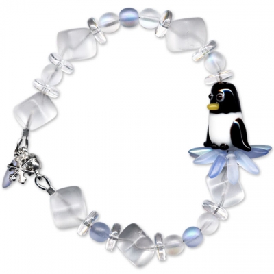 Penguin and Snowflake Bead Bracelet