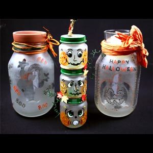 Tea Light Jars Ghost and Pumpkin