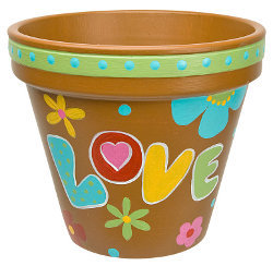 Painted Hippy Clay Pot