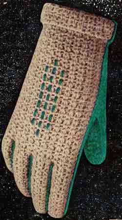 Women's Two Tone Crocheted Gloves