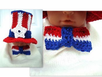 Patriotic Crochet Bow Tie
