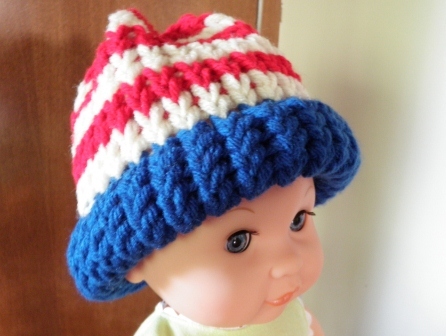 American Flag Loom Knit Hat: Version 1