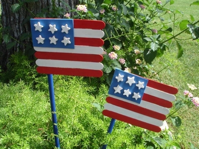 4th of July Wooden Stick Flags