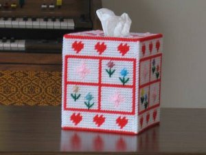 Hearts and Flowers Tissue Box Cover Hearts and Flowers Tissue Box Cover