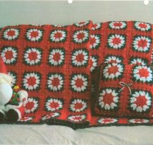 Christmas Granny Squares Afghan and Pillow Set