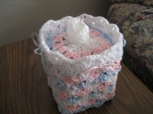 Baby Shells and Ribbon Tissue Box Cover