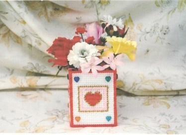 Hearts Plastic Canvas Flower Box