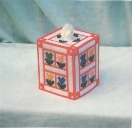 Window Frame of Flowers Tissue Box Cover