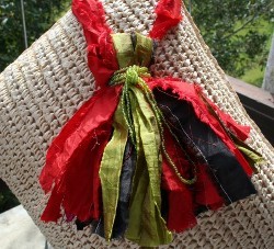 Green Crafted Silk Sari Ribbon Tassel
