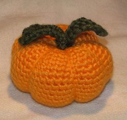 Orange Pumpkin Crocheted Pincushion