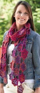 Pink and Purple Crocheted Scarf