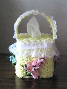Lacy Flower Basket Tissue Box Cover