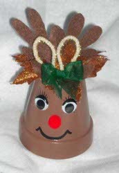 Reindeer Clay Pot Ornament