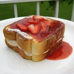 Strawberry Stuffed French Toast with Syrup