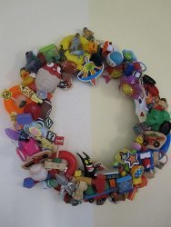 Recycled Happy Meal Toy Wreath Recycled Happy Meal Toy Wreath