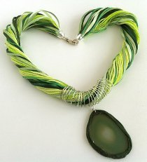 Green Agate Slice Necklace