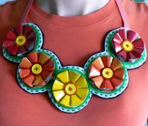 Recycled Coffee Bag Flower Necklace