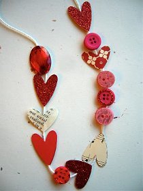 Paper Hearts and Buttons Necklace