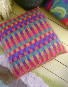 Vibrant Mohair Knit Pillow
