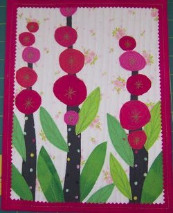 Hollyhocks Applique Mini Quilt