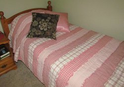 Pink Stripe Rag Homespun Quilt