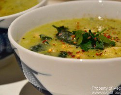 Broccoli and Cauliflower Soup with Kale, Gnocchi and Cannelini Beans