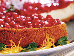 Creamy Cheesecake with Pomegranate Topping Creamy Cheesecake with Pomegranate Topping