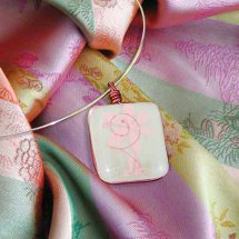 Pink Decal Glass Necklace