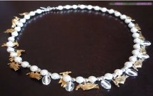 Silver Gold and Pearl Holiday Dove Necklace