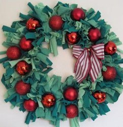 Upcycled Holiday Tee Shirt Wreath