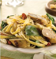 Spinach & Feta Chicken Sausage with Fettuccini