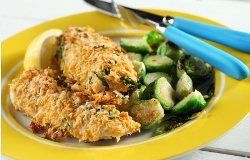 Parmesan Crusted Halibut & Spicy Sprouts