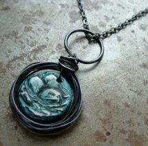 Robin's Egg Wire Nest Necklace