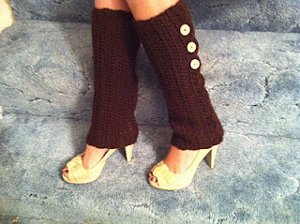 Brown Buttoned Leg Warmers