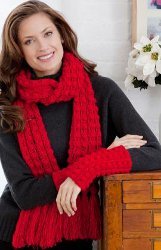 Bobble Scarf and Wristlets Set