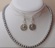 Modern Pearl Necklace and Earring Set