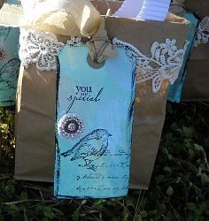 Hand Dyed Bird Tags with Paper Gift Bags