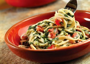 Spaghetti with Parmesan Spinach Sauce