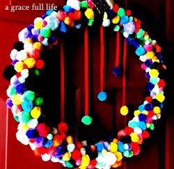 Cute and Colorful Pom Pom Wreath
