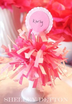 Colorful Pom Pom Tissue Paper Namecards