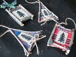 Gingham and Pine Frame Ornaments