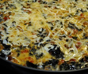 Crazy Flat Frittata with Sun Dried Tomato, Roasted Peppers and Kale