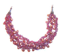 Bold and Beautiful Crocheted Pearls Necklace
