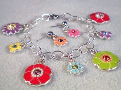 Flower Power Charm Bracelet and Earrings Set