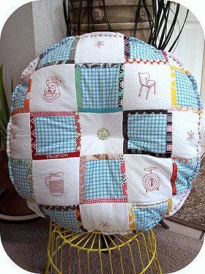 Vintage Embroidered Patchwork Cushion Pattern